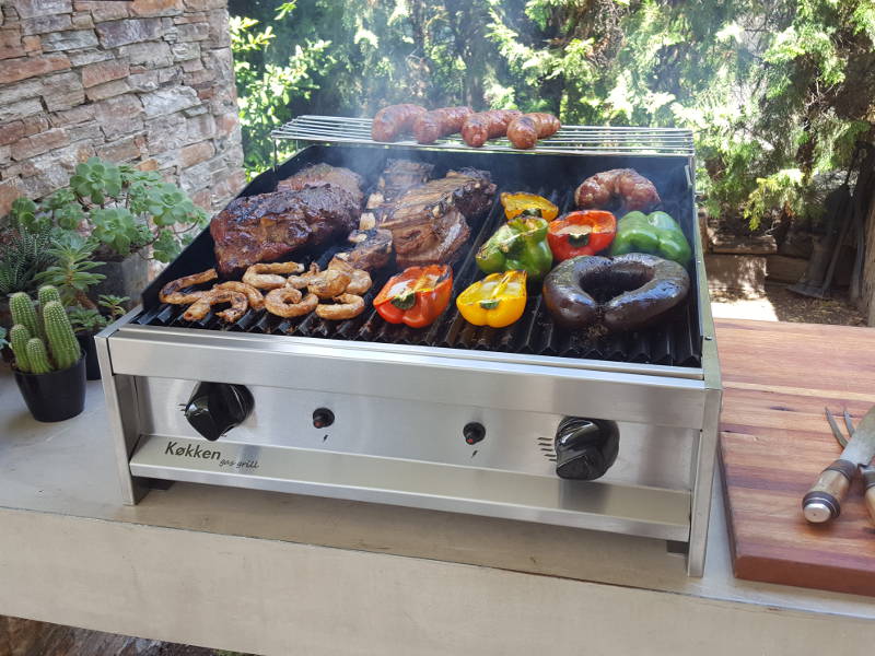 Parrilla a gas Kokken de 67 cm son sobre parrilla para achuras