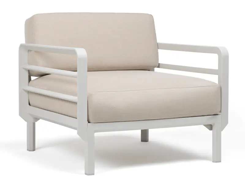 Sillón Maximo individual de Nardi color Gesso  con almohadones Perla