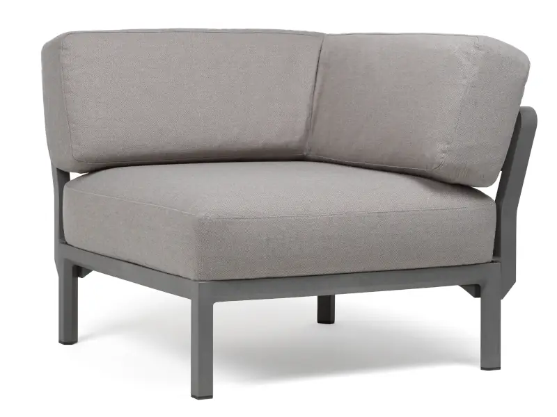 Sillón Maximo Módulo Esquinero con respaldo en 2 laterales (sin apoya brazos) de Nardi color Basalto con almohadones Lava